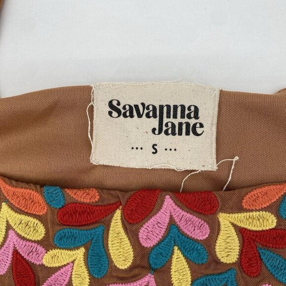 Savanna Jane Size Small Tunic Mini Dress Brown Pink Red Blue Yellow Embroidered - Picture 3 of 11
